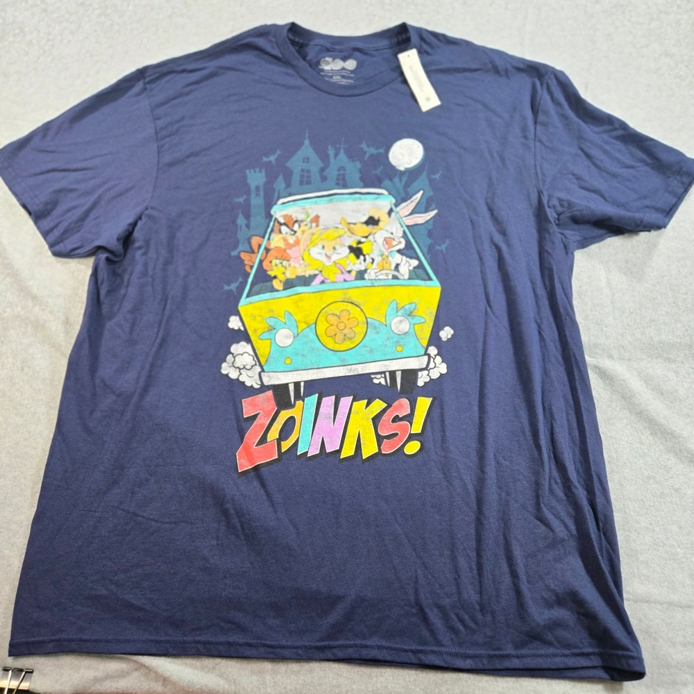 Warner Bros 100 Looney Tunes Mystery Machine Zoinks T-Shirt XXL Navy Blue